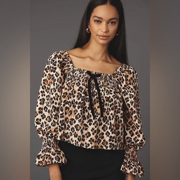 Anthropologie Tops - NWT Anthro x Mille Leopard Print Long Sleeve Jessie Top Size XS